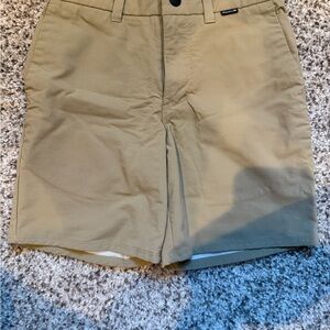 Hurley Boys Size 22 Khaki Flat Front Shorts